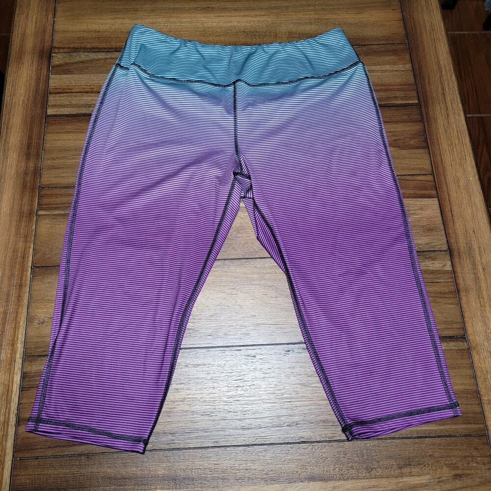 Pro Player Blue Purple Fade All Stripe Wicking Leggings - Size XL